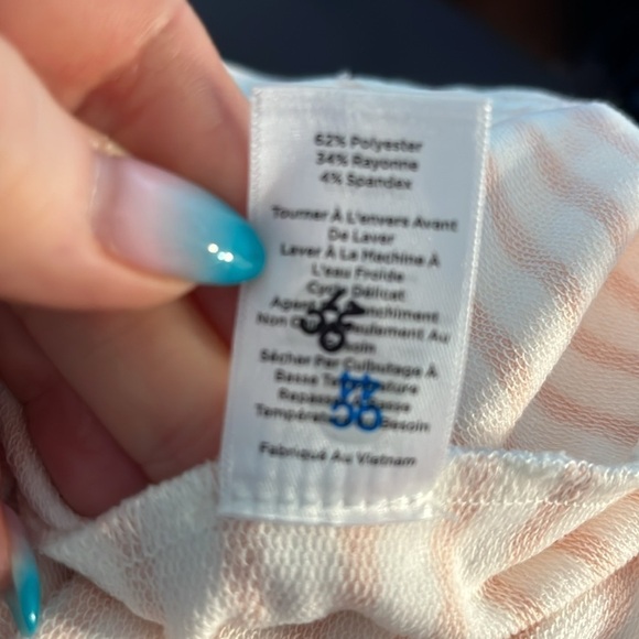 Haven Well Within Striped Funnel Neck Top NWT Long Sleeves Size XL Pink/White - Picture 11 of 11